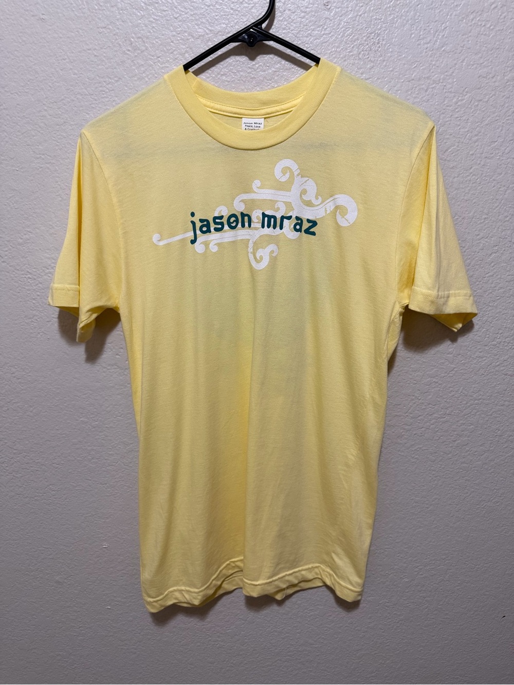 Jason Mraz The Gratitude Café Tour Concert Tee Yellow Organic Cotton Size Small